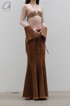 OUDE WAAG Washing Denim Fish Tail Skirt OW-23SS-SK04 reddish brown